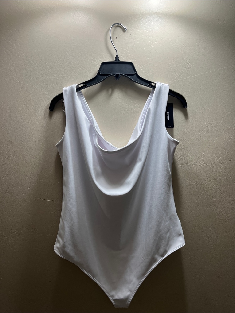 Express White Drape-Back Bodysuit